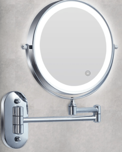 Rechargeable Lighted Vanity Mirror with Magnification & Touch Dimming for Bathroom Counter Makeup Application Skincare Beauty Routine