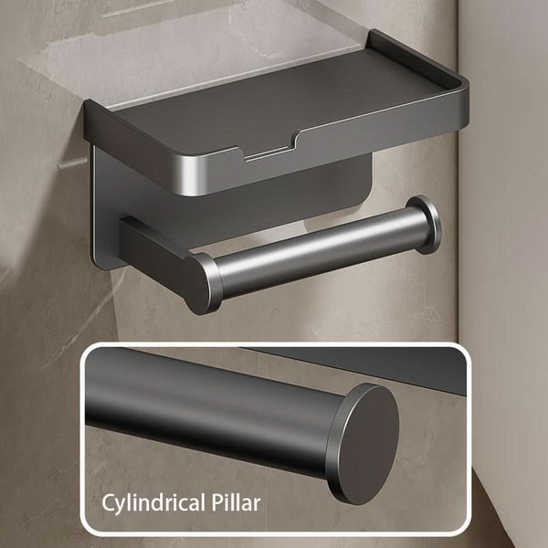 TOILET ROLL - Wall-mounted aluminum toilet paper holder with storage drawer design