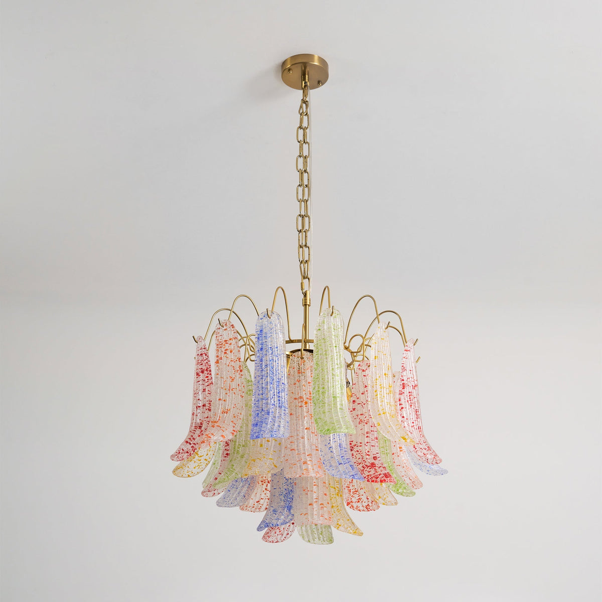 Hand-Blown Art Glass Chandelier Multi-Bulb Pendant Light Fixture Vibrant Colors Dining Room Living Room Statement Lighting 20-24 inch Diamet