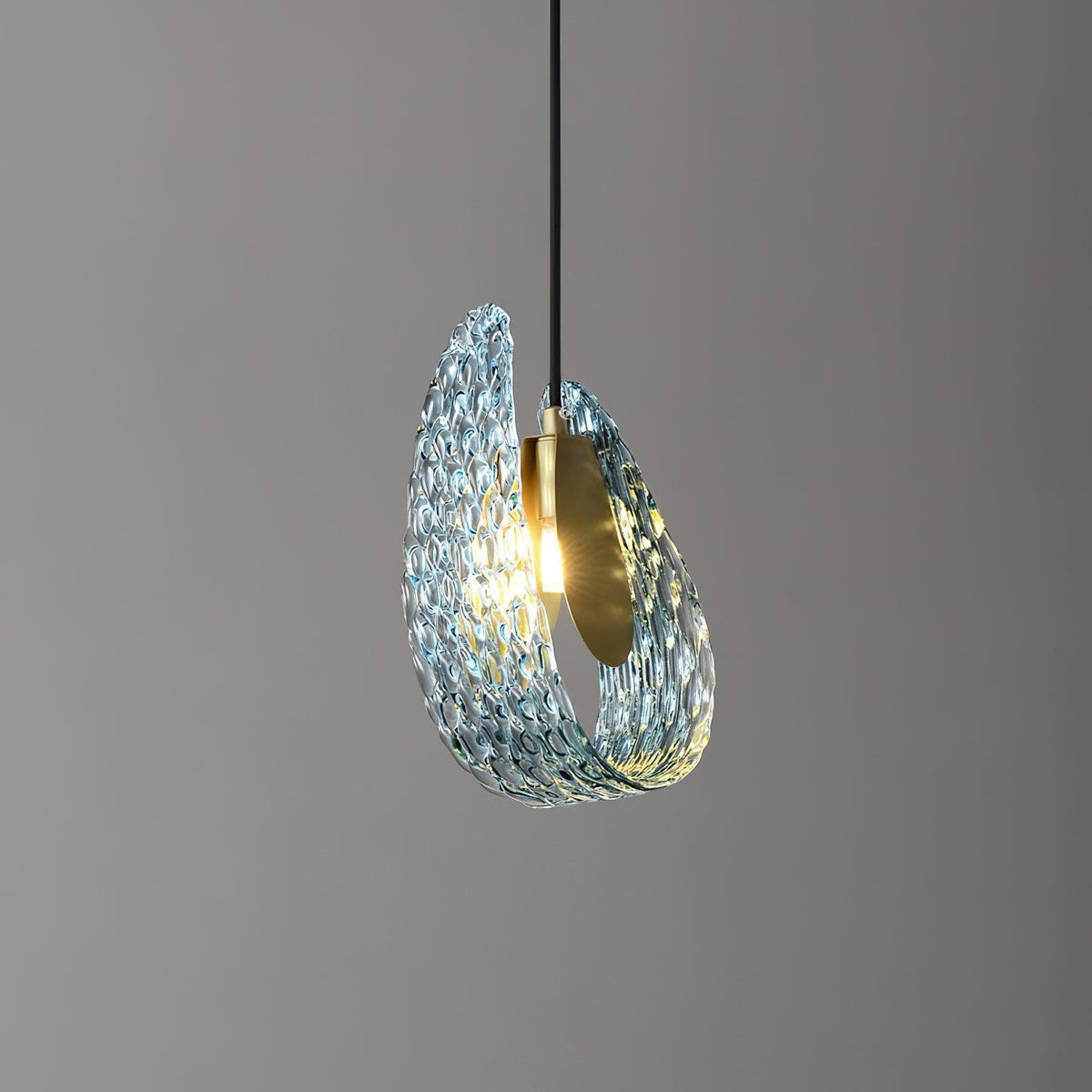 Handblown Cobalt Glass Drop Ceiling Fixture with Metal Accents 5.1 inch for Kitchen Island Dining Area Entryway