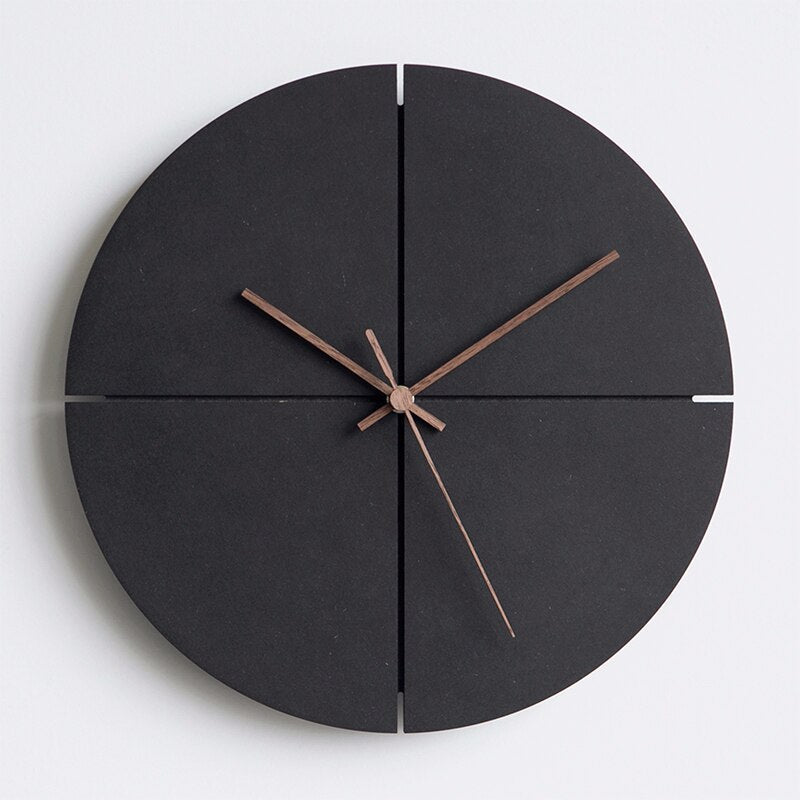 Modern Wall Clock Decor with Unique Quadrant Design – Silent 11.81 inch Matte Black Timepiece for Home or Office