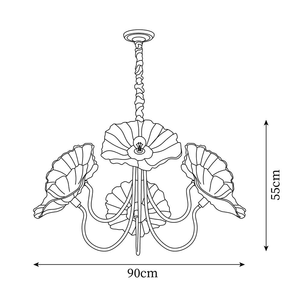 Elegant Glass Flower Chandelier | Modern Design with Frosted Leaf Shades | Soft Illumination for Dining Room and Living Space
