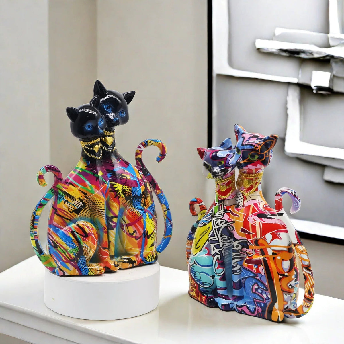 Mystical Cat Sculpture – Elegant Home Decor with Intricate Details for Insight and Charm