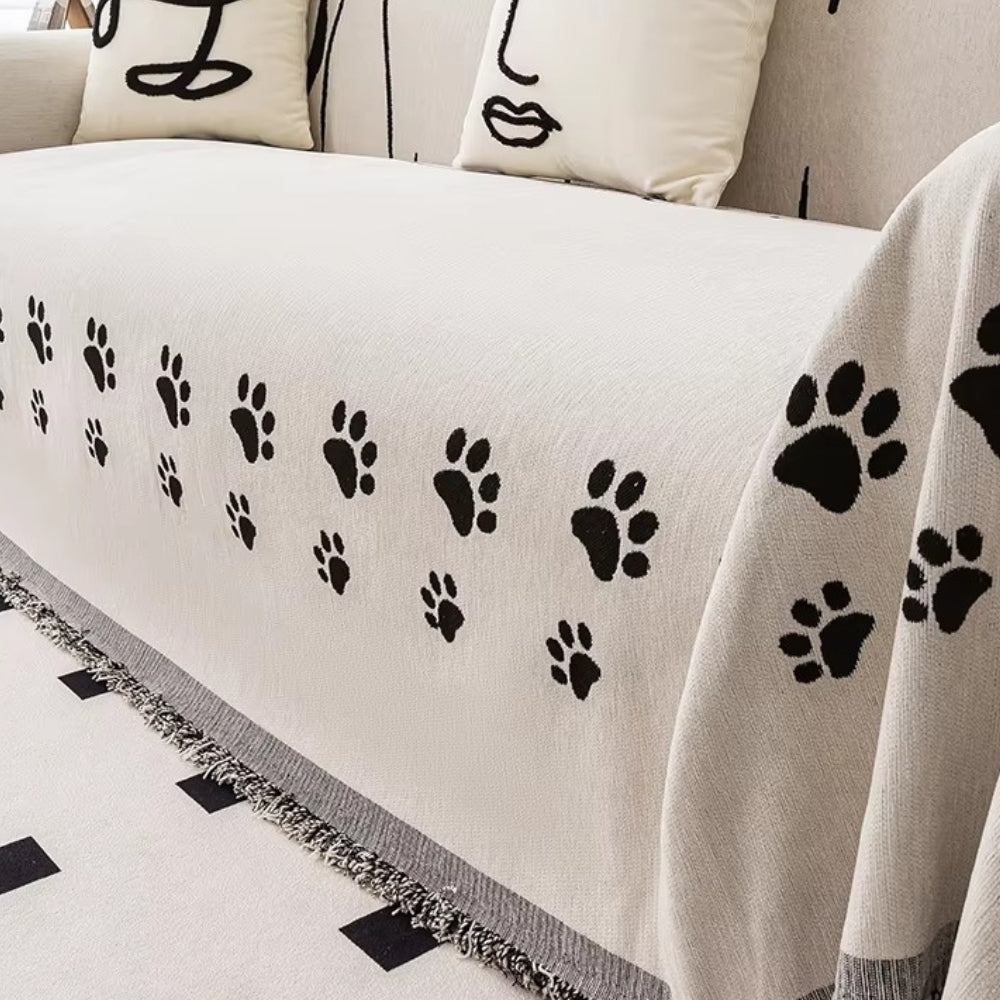 Noble Cat Paw Sofa Cover - Chenille Fabric, Playful Design