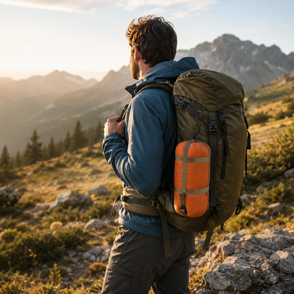 Lightweight Camping Sleep Sack with Compression Carry Bag for Backpacking & Hiking Trips