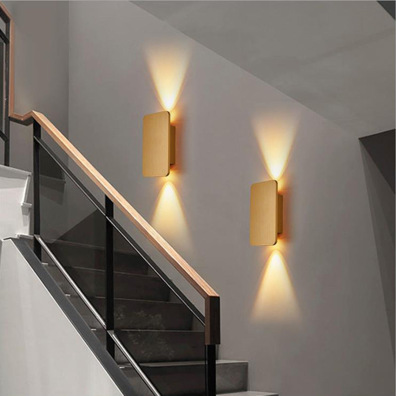 Rectangular Metal Wall Sconce with Warm LED Light for Bedroom & Living Room | Modern Hardwired Fixture in Gold, Black, White, Gray & Brown