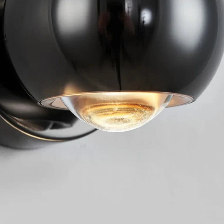 Orbis Rotating LED Wall Lamp – Black Spherical Design with 360° Adjustable Light