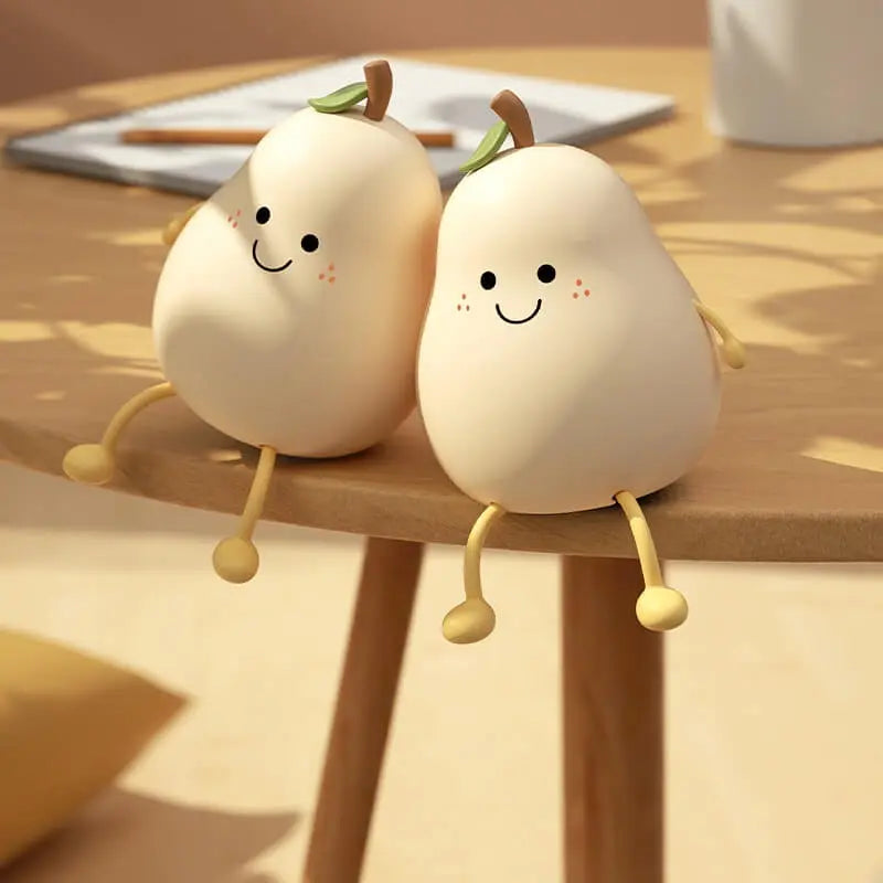 Squishy Pear Night Light for Kids, Rechargeable LED Touch Lamp with 7 Color Modes, Soft Silicone Nursery Nightlight for Children's Bedroom