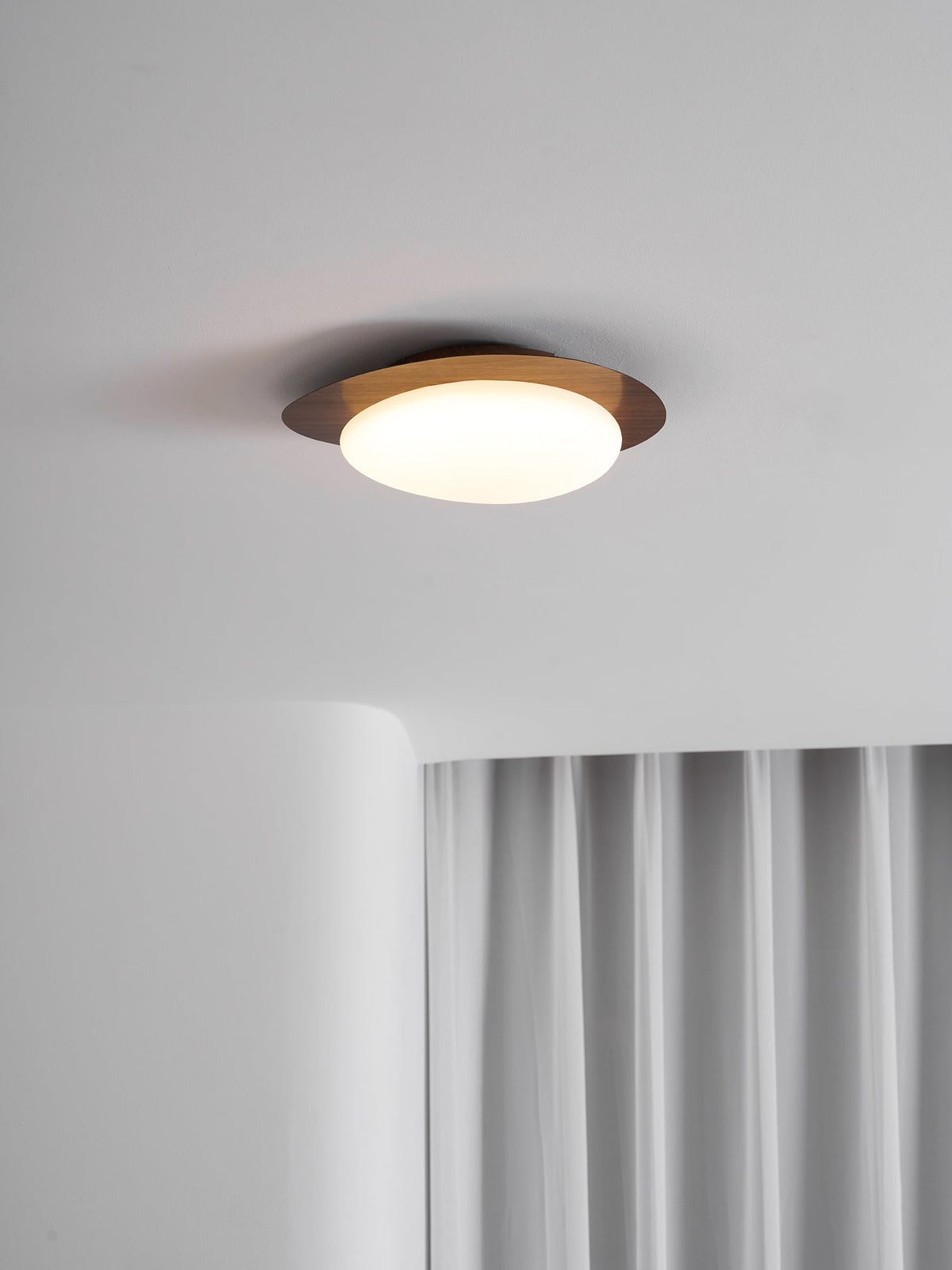 Flush Mount LED Ceiling Light Round 12 in Walnut Finish 12W Indoor for Bedroom Living Room Dining Room Kitchen Hallway Foyer Dimmable Low Pr