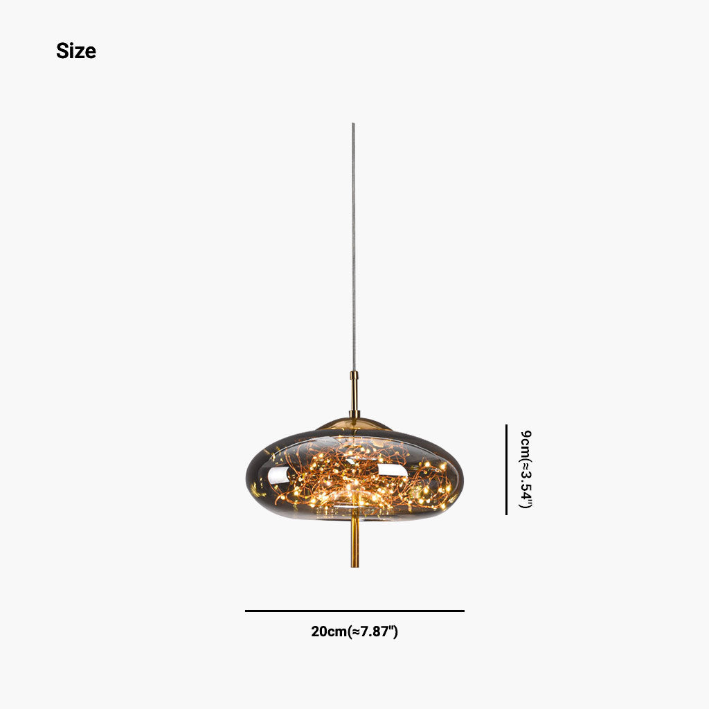 Glass Hanging Light Fixture with Adjustable Temperature Control for Dining Room Kitchen Bedroom | Nordic Style Ceiling Drop Lamp with Star P