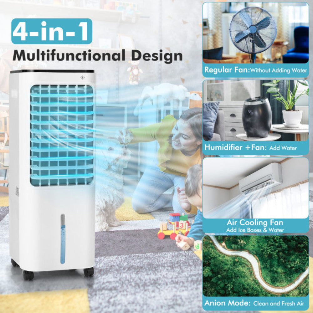 Portable Air Cooler | 4-in-1 Evaporative Fan with 12L Water Tank | Customizable Airflow for Home Comfort