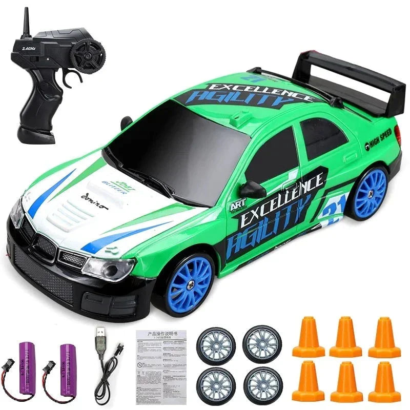 RC Mini Drift Car Remote Control Racing Toy with LED Lights & Rechargeable Battery for Kids & Adults