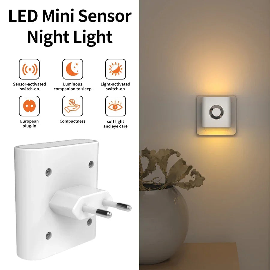 Plug-In Motion Sensor LED Night Light with 10 ft Radar Detection for Hallways Bedrooms Bathrooms Stairs Automatic Warm White Safety Lighting