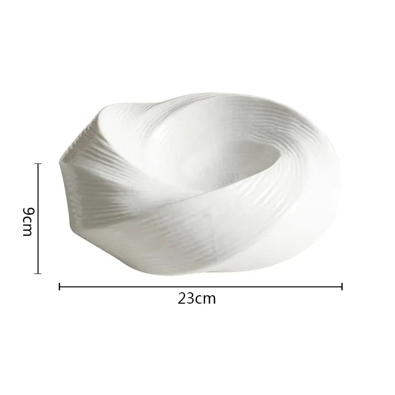 Spiral Ceramic Serving Bowl for Salad Soup Pasta Noodles Kitchen Dining Table Porcelain Dishwasher Safe 8 9 inch