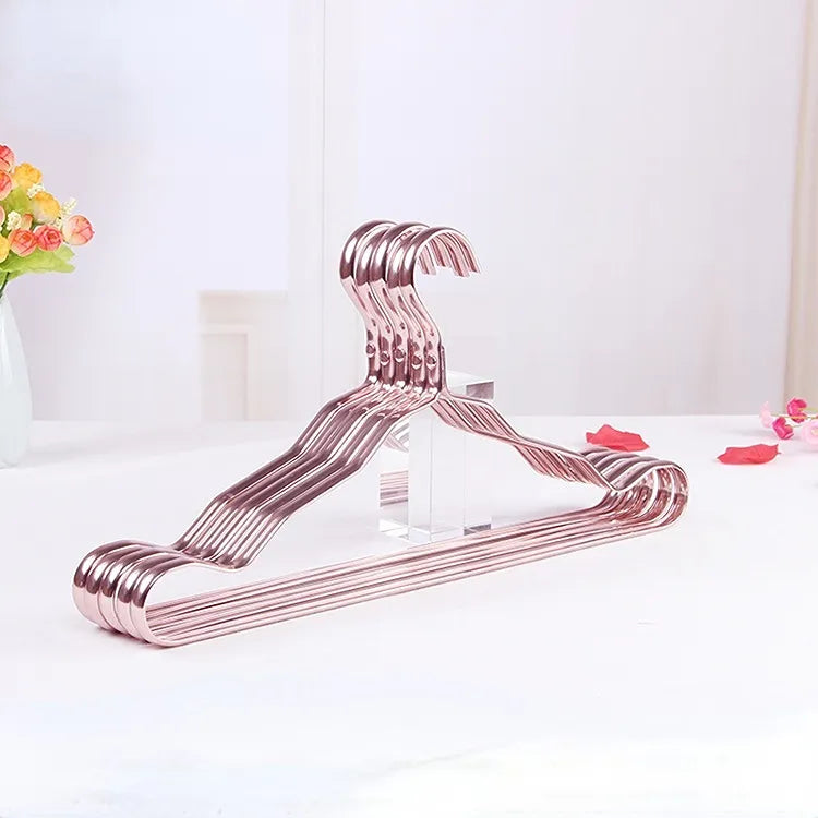 Metal Wardrobe Hangers with Contoured Hook Gold Silver Rose Gold Set Closet Organizer for Coats Shirts Dresses