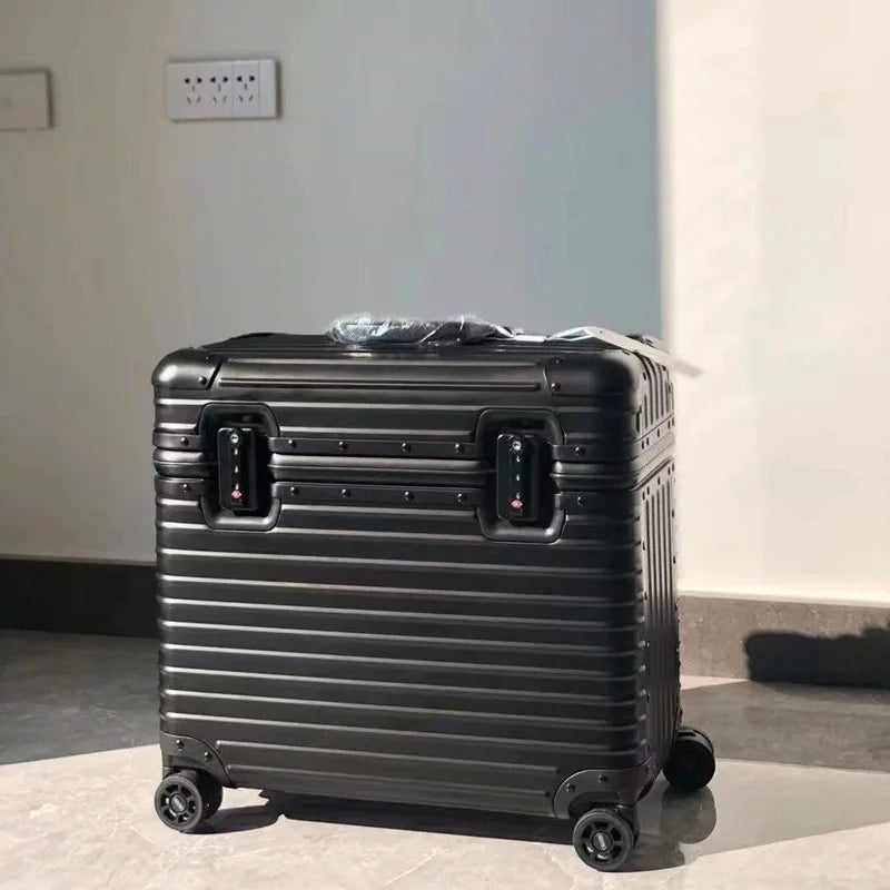 Hard Shell Luggage Aluminum-Magnesium Spinner Suitcase TSA Lock Travel Carry-On and Checked Baggage Set for Business Trips Vacation