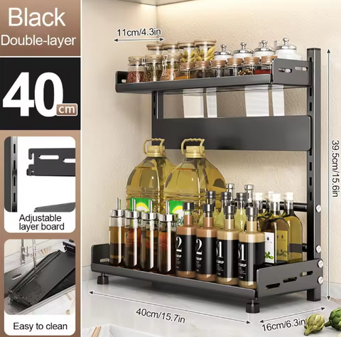 Sable Spice Rack Organizer - Compact Two-Tier Design for Kitchen Storage