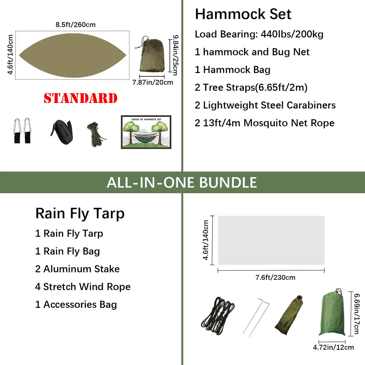 Nomaterra Hammock | Ultralight Outdoor Hammock with Mosquito Net & Tarp | Weatherproof Design for Camping and Trekking