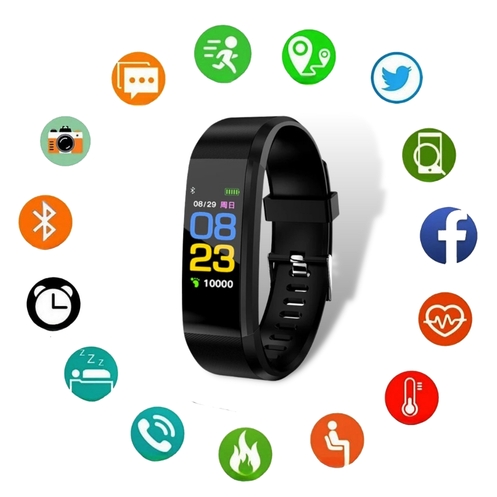 Health Tracking Smartwatch with Heart Rate Monitor, Blood Pressure Tracker & Fitness Counter for Active Aging