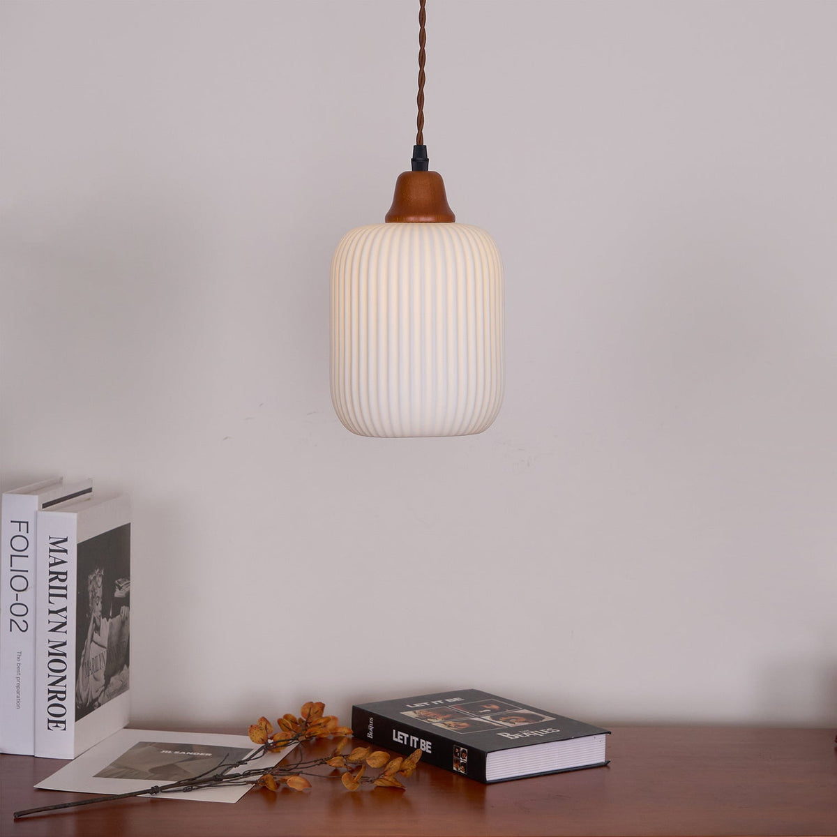 Ceramic Hanging Light Fixture White 9 Inch Diameter Adjustable Cord for Kitchen Island Dining Table Bedroom Restaurant Modern Farmhouse Styl