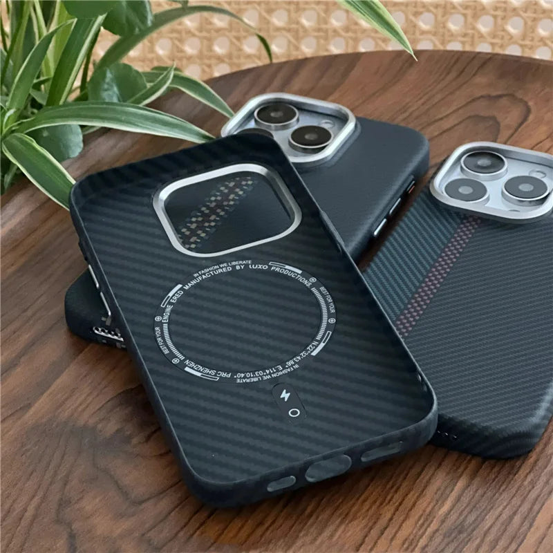 Carbon Fiber Textured Phone Case for iPhone 12-17 | Shock-Absorbing Protection with Raised Edges & Precise Cutouts