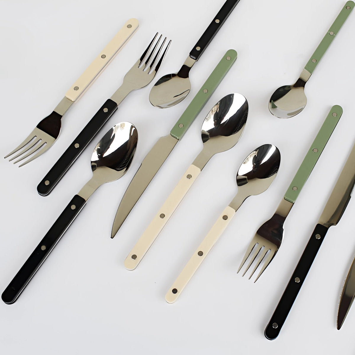 Elegant | 24-Piece Cutlery Set with Modern Black Handles | Durable Stainless Steel for Stylish Dining