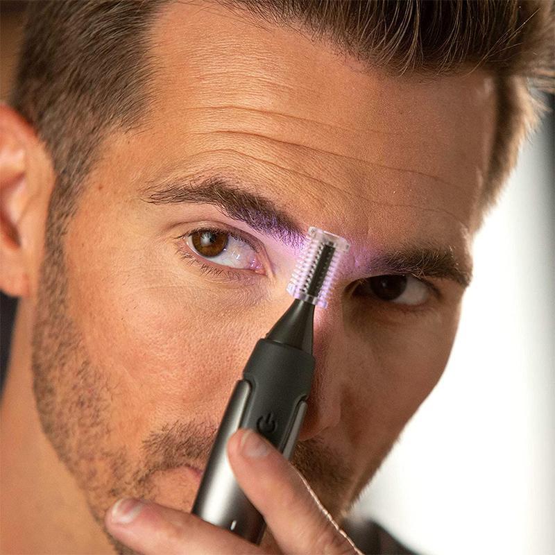 Cordless Detail Trimmer for Nose, Ear & Eyebrow Hair – Titanium-Coated Blade, LED Light, Battery Powered Grooming Tool