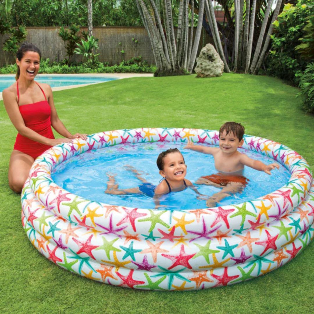 Ortekor Sunny Splash | Inflatable Kids Pool with Colorful Starfish Design | Spacious Fun for Summer Adventures