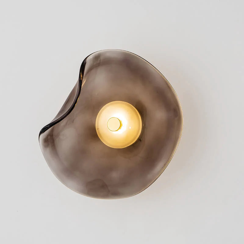 Modern LED Wall Sconce in Amber, Purple & Gray Glass for Bedroom, Living Room & Hallway Lighting