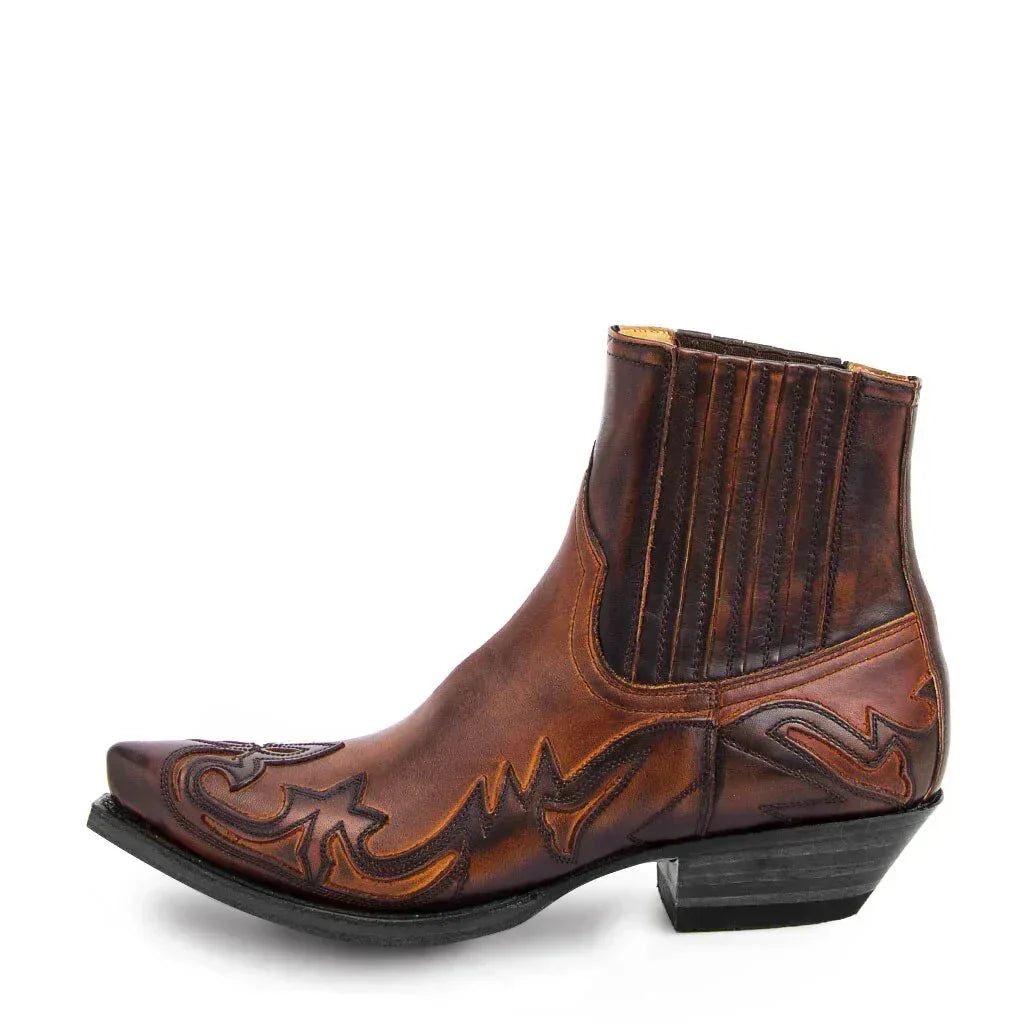 Men's Leather Western Boots with Heel | Classic Cowboy Style Boot for Everyday Wear & Night Out | Durable PU Construction