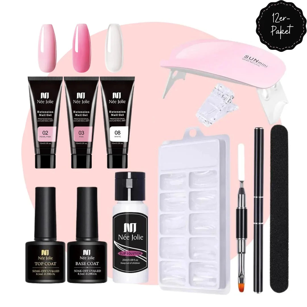 Polygel Nail Kit Salon-Quality UV LED Lamp Complete Tool Set
