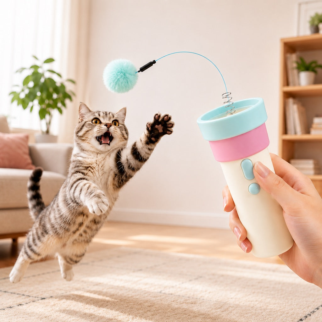 Ortekor One-Click Electric Cat Teaser Launcher for Indoor Cats - Chase & Pounce Play Without Constant Wand Waving