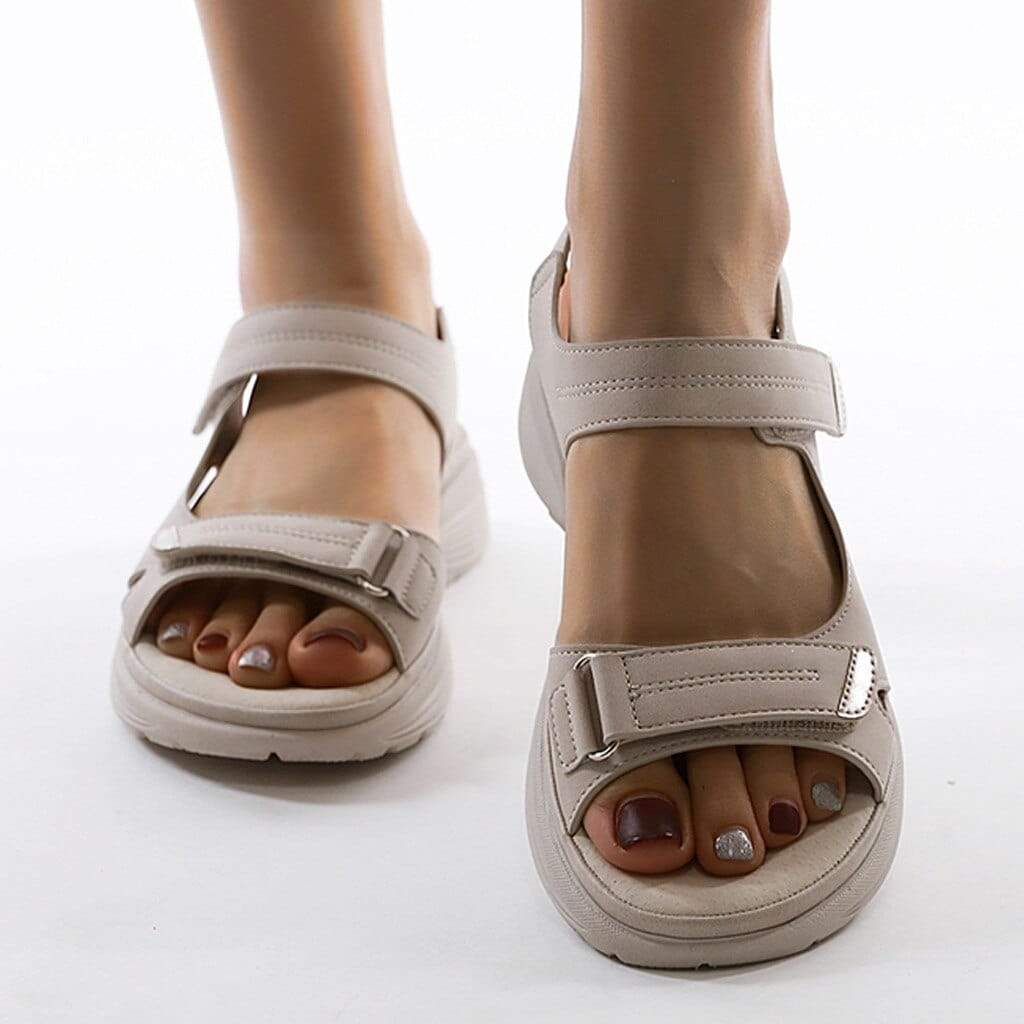 Women's Platform Sandals with Velcro Straps Open Toe Cushioned Footbed for All-Day Wear Summer Walking Shoes