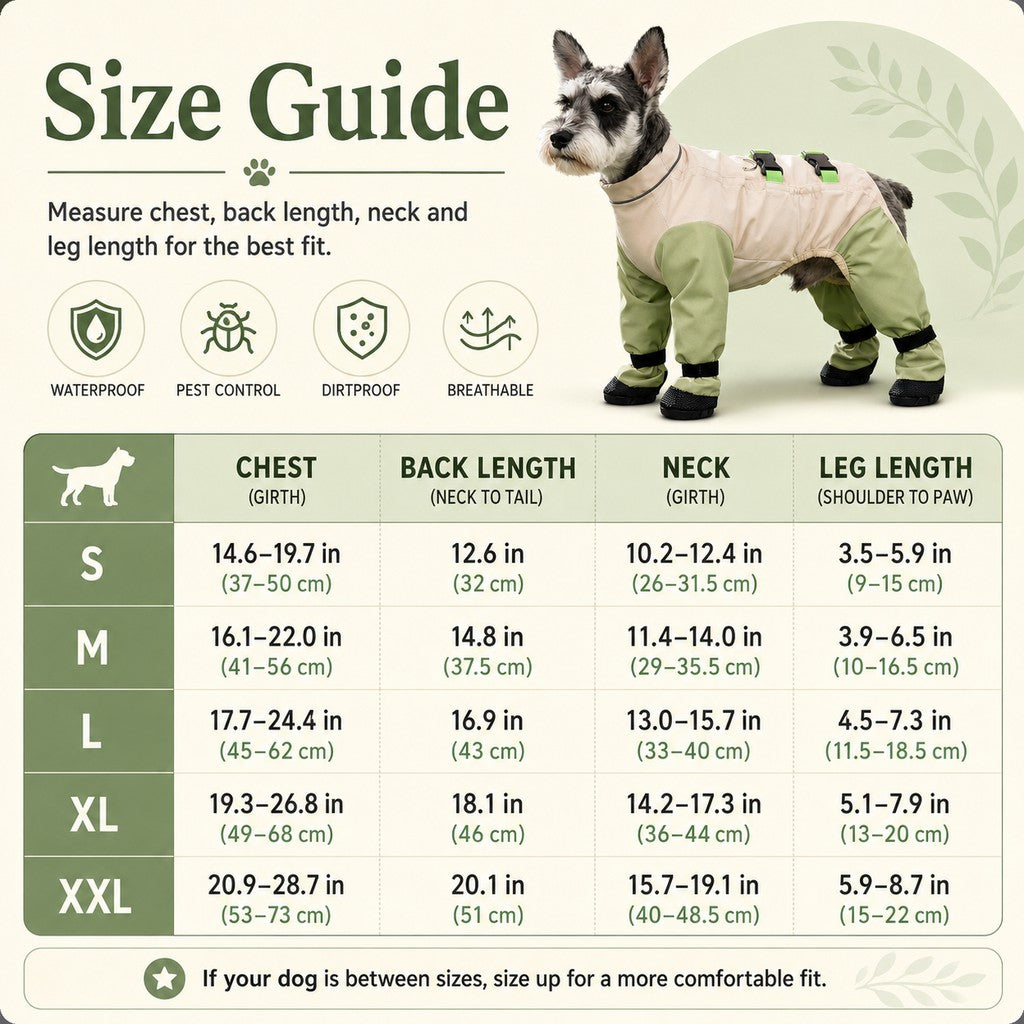 Ortekor Dog Outdoor Protection Suit – Keep Fur Cleaner from Grass, Dirt, Bugs & Wet Ground During Walks
