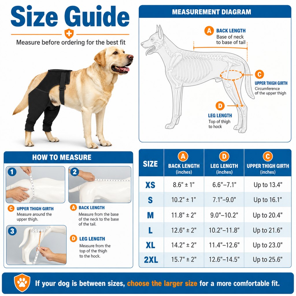 Ortekor Dog Rear Leg Recovery Sleeve for Post-Surgery Care & Licking Protection