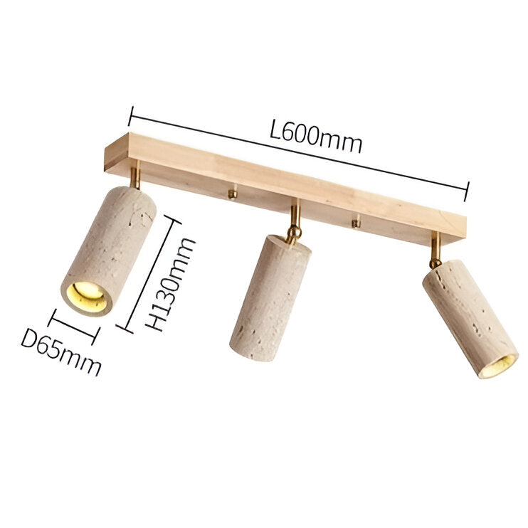 Triple-Head Adjustable Spotlight Bar Stone-Effect Wood Finish 24 Inches for Living Room Bedroom Track Accent Lighting Modern Low-Profile Fix