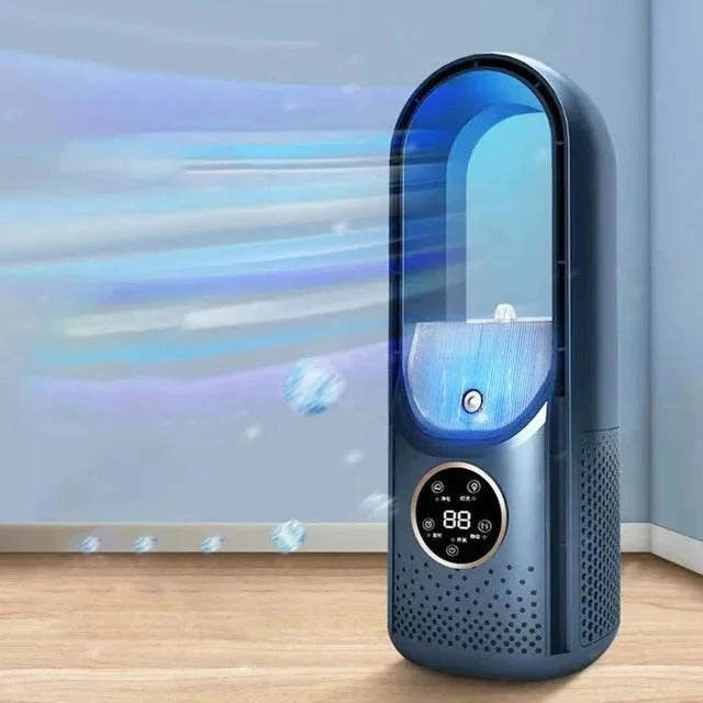 Whisper-Quiet Bladeless Personal Air Cooler for Desk and Bedroom, Portable Compact Desktop Fan with Multiple Speed Settings, Energy-Efficien
