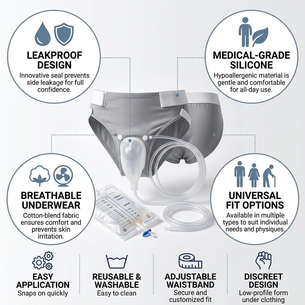 Comfort Fit | Adult Urine Collector with Silicone Cavity & Breathable Cotton Underwear | Leakproof Design for Secure Use