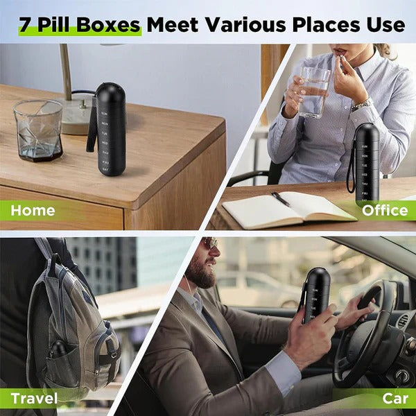 Portable Compact Pill Box with 7 Day Supply