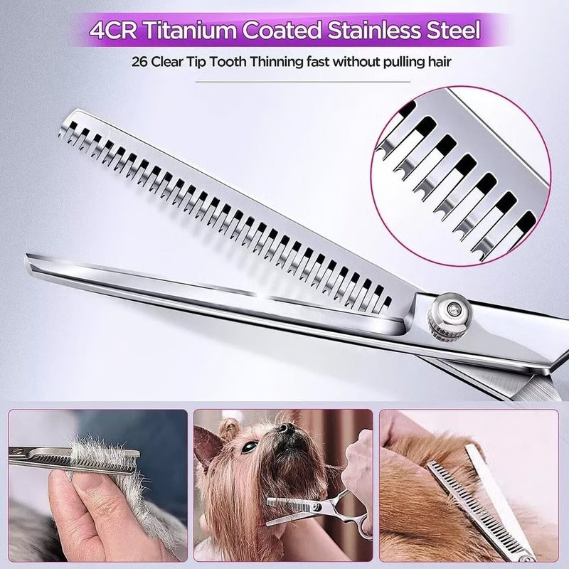 Pet Grooming Scissors Set with Sharp Stainless Blades