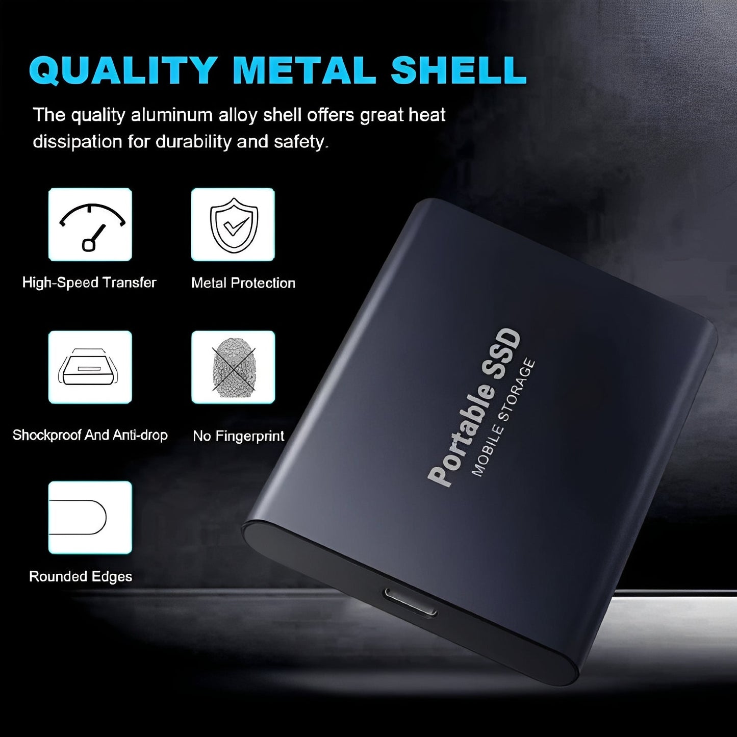 Compact USB 3.1 External SSD Hard Drive with Metal Case