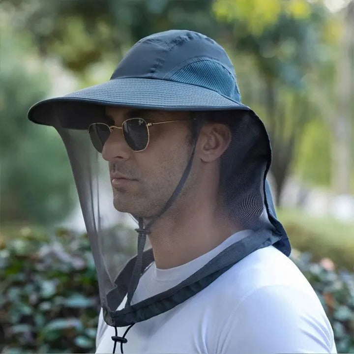 Large Brim Outdoor Sun Hat with Removable Bug Net
