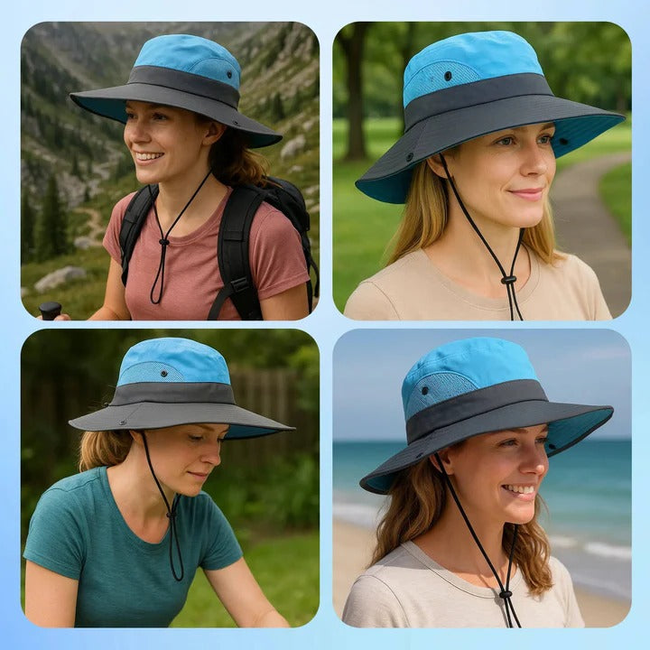 Portable Large Brim Summer Hat with Adjustable Strap