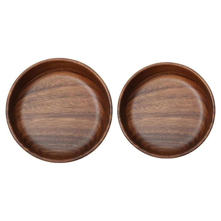 Natural Wooden Serving Bowls for Home Dining, 2 Piece Set