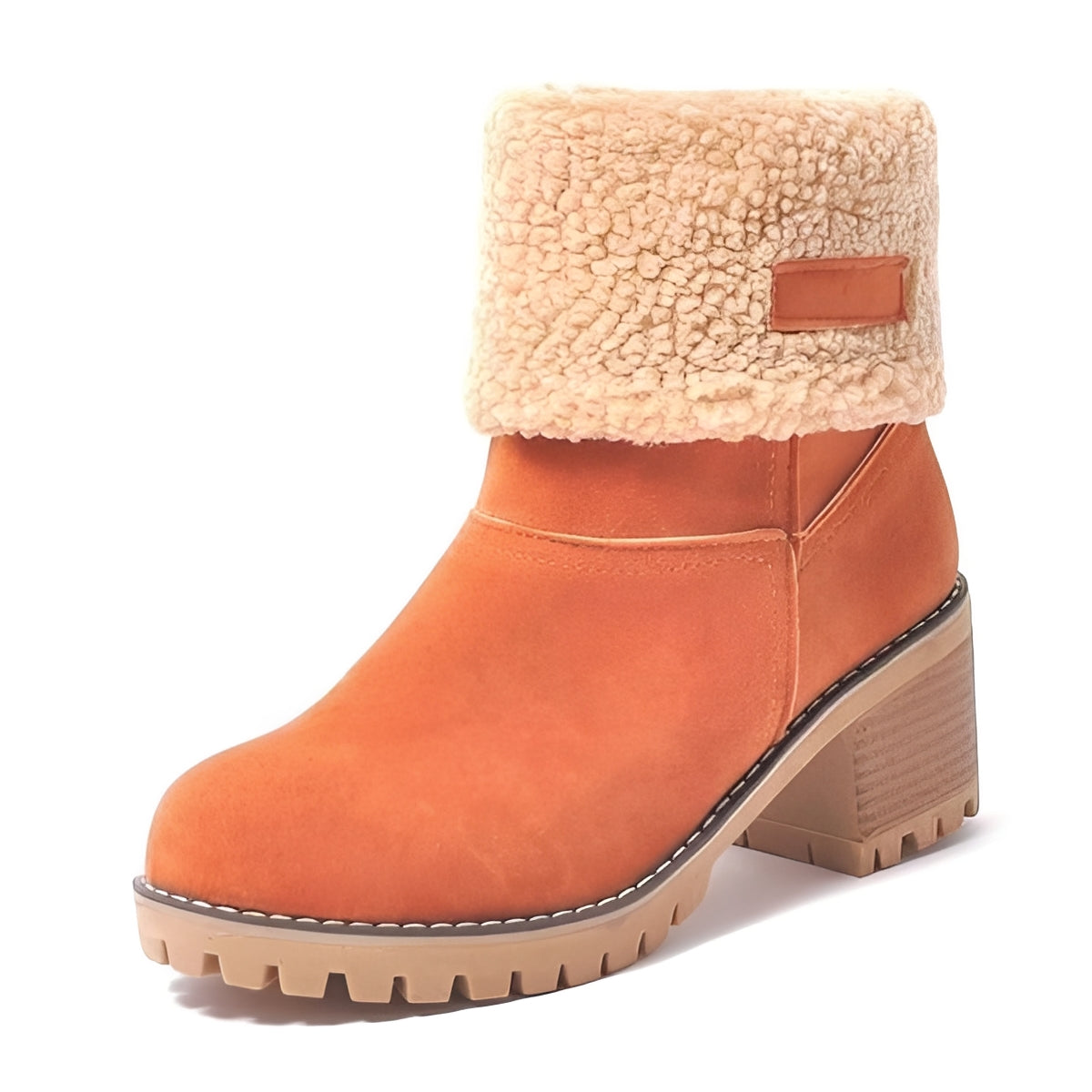 Ladies Warm Ankle Boots with Thick Heel