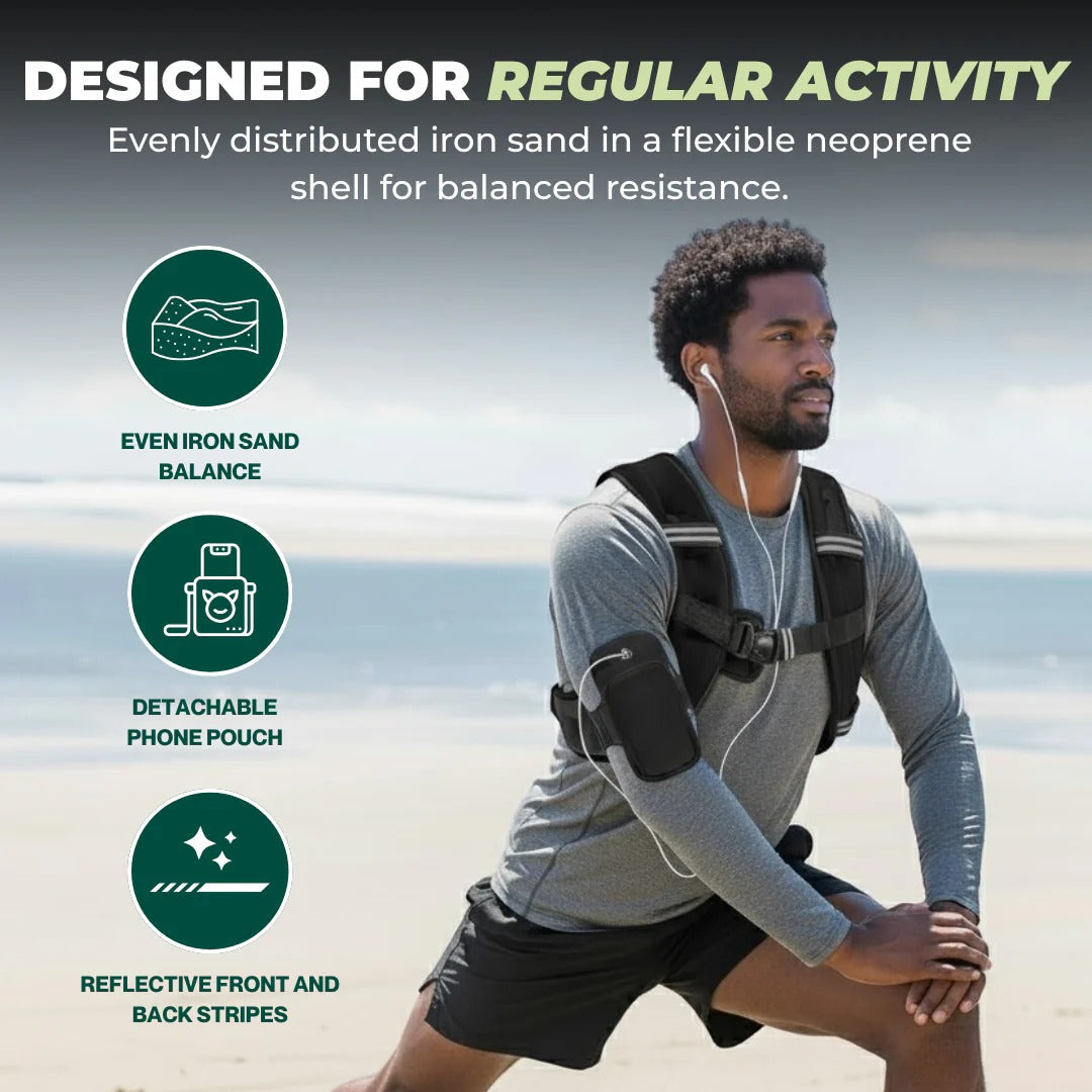 Adjustable Weighted Training Vest with Pockets and Detachable Bag