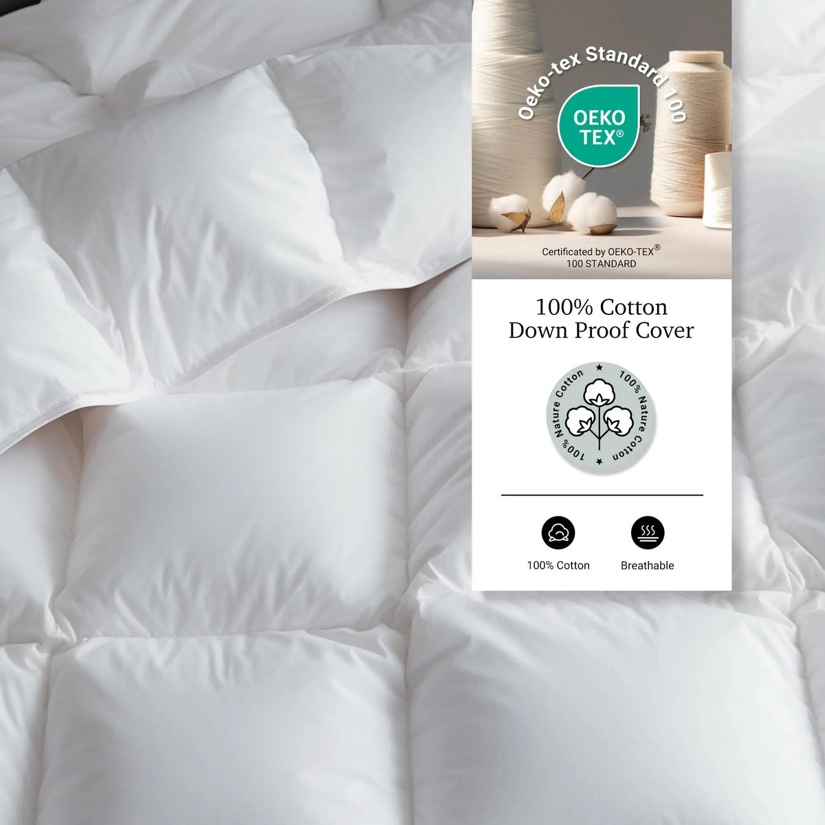 Cooling Comforter | Goose Down Bedding Set with Breathable Design | All-Season Comfort for a Restful Sleep
