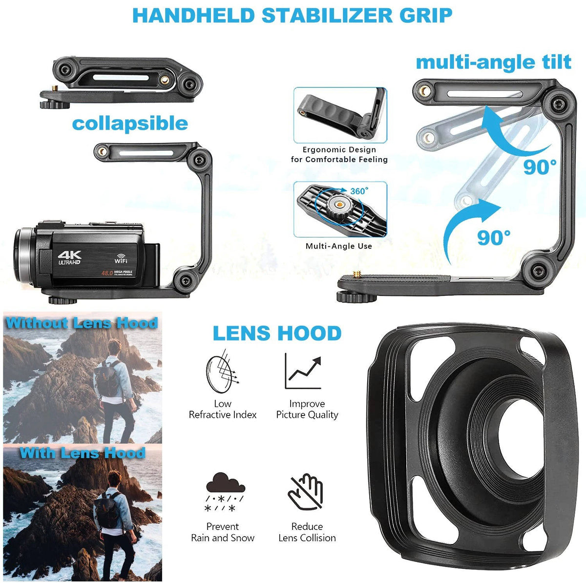 Ultra HD Vlogging Camera | 48MP Photos with Stabilizer & WiFi Connectivity | Perfect for Travel and Tutorials