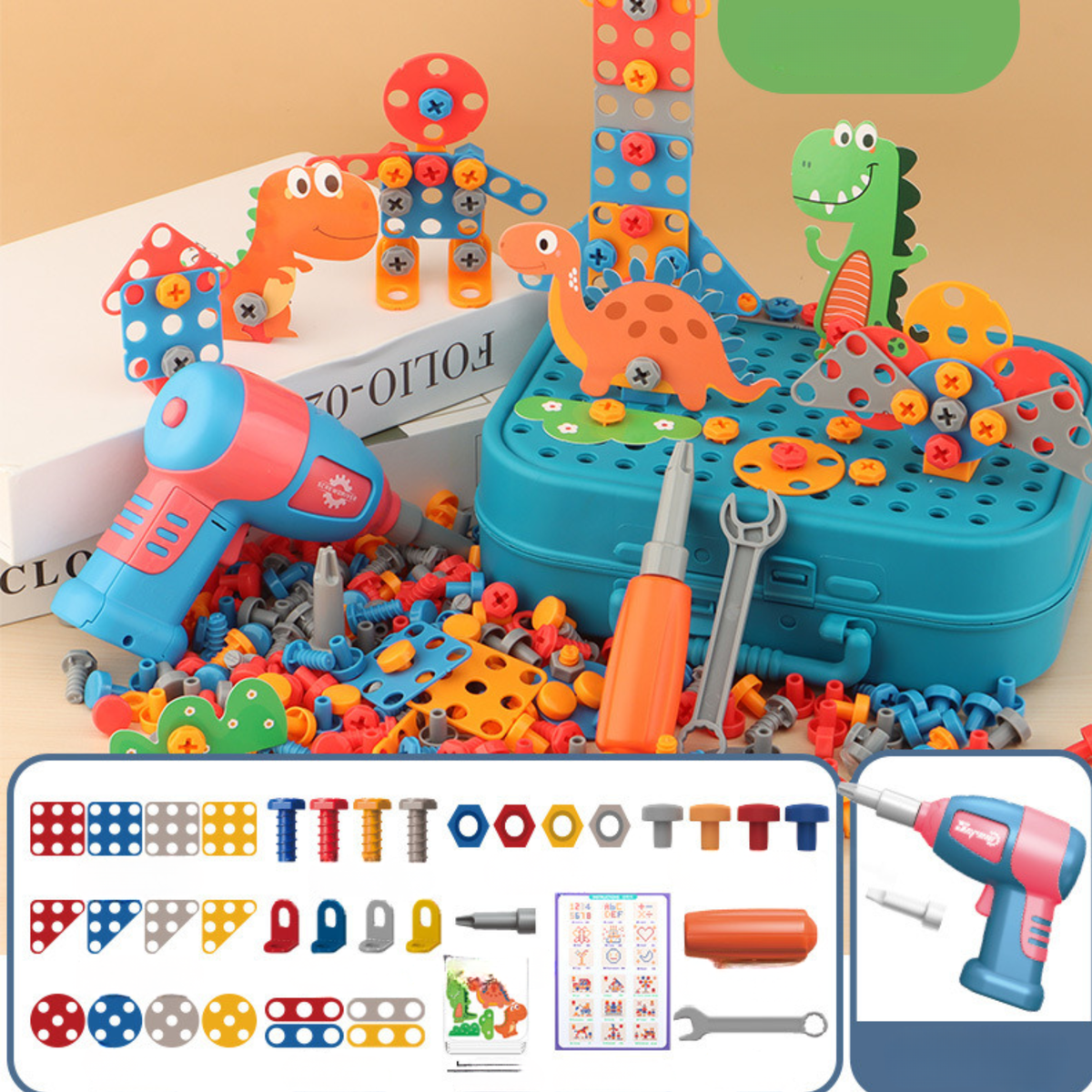 Kids Builder Playset Wooden Toy Workbench Hammer Screwdriver Wrench Pretend Construction Kit for Toddlers Preschool Learning Activity Montes