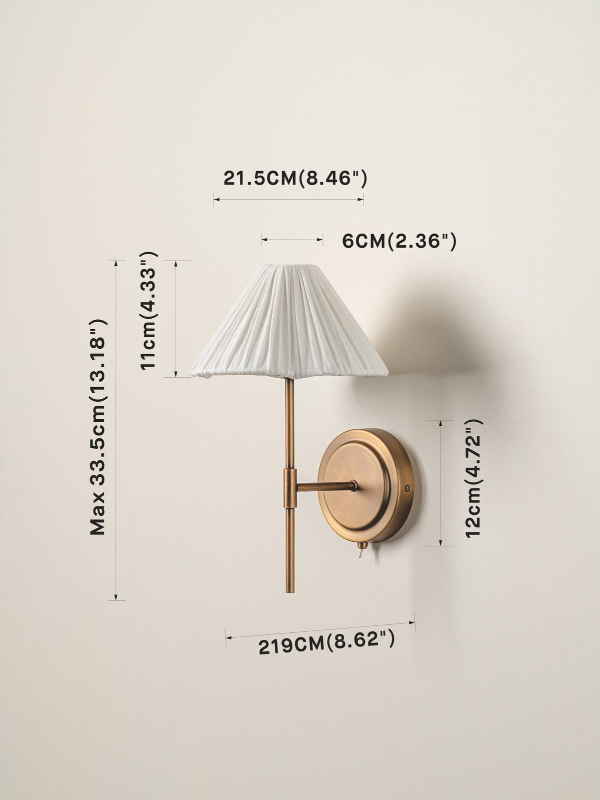 Fabric Sconce with Scalloped Shade G9 Socket 8.5 Inch Gold Metal Fixture Bedside Wall Fixture Modern Entryway Accent Lighting for Apartment